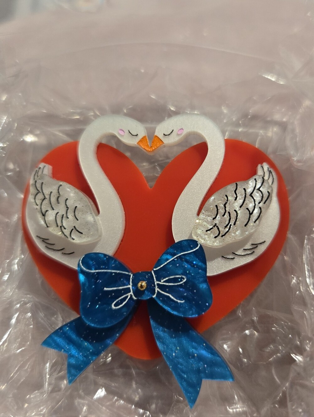 La Vidriola Swan Love Brooch